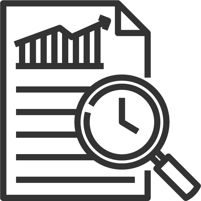 Graph on Paper With a Magnifying Glass Icon